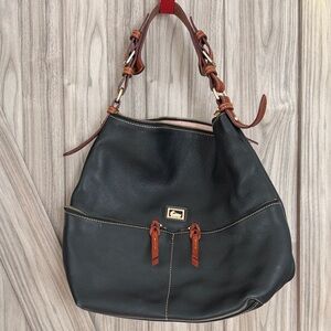 Dooney & Bourke Black Hobo Bag with Brown Accents